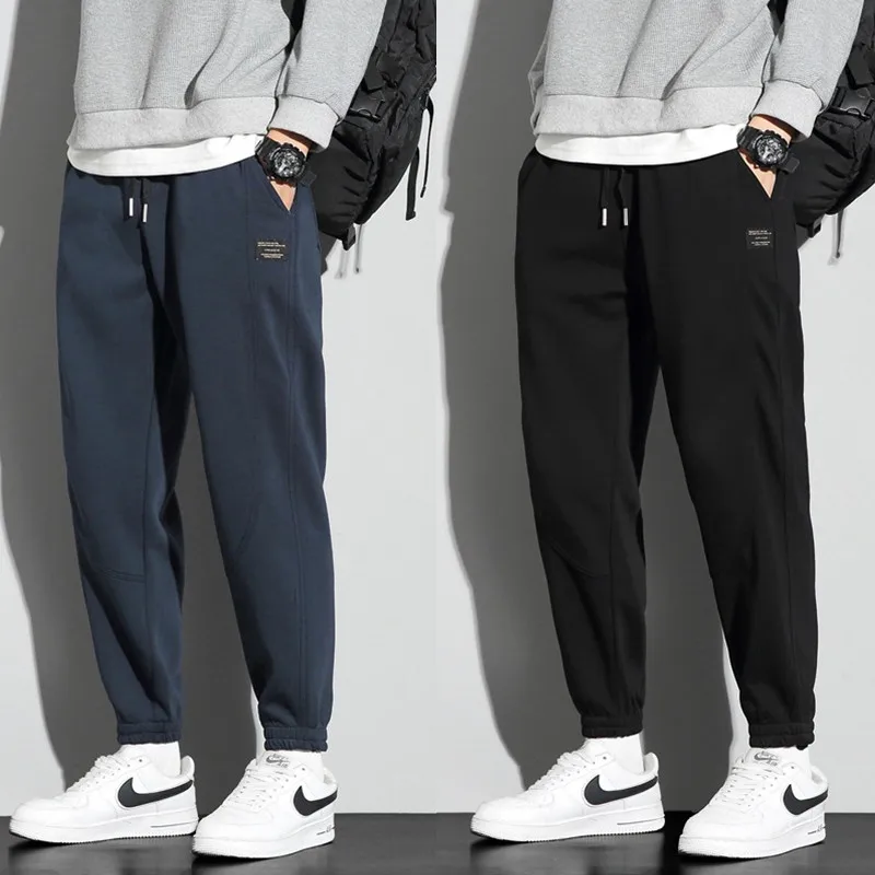 

Men's Casual Fce Lined Thiened Sports Pants Spring Autumn Winter Loose Fit Trendy Brand Sweatpants Youthful Energy Sle