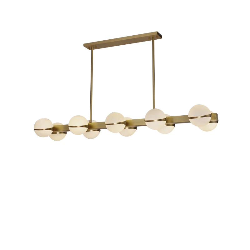 

Полностью медный стеклянный шар, длинный подвесной светильник для столовой, светодиодный роскошный постмодернистский потолочный подвесной светильник для украшения бара, гостиной