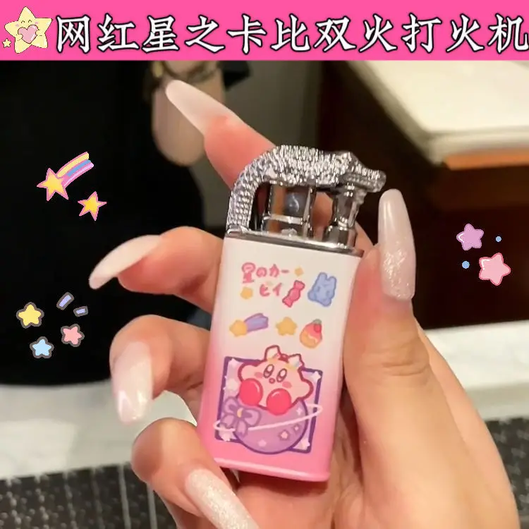 2024 Hello Kitty Kuromi Cinnamoroll Anime Cartoon Double Flame Lighter Creative personalized waterproof cigarette lighter Sanrio