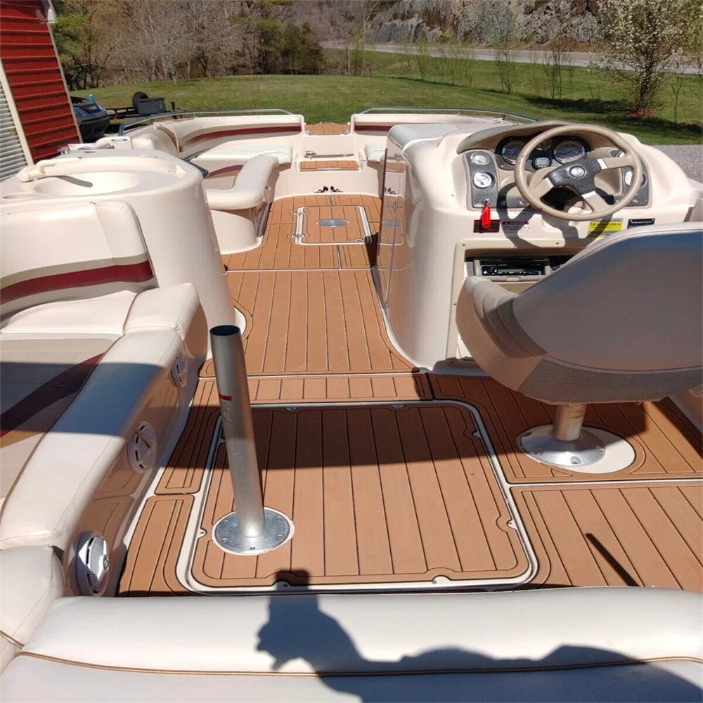 Non-Slip EVA Faux Teak Marine Mat Self-Adhesive 6mm Yacht Cockpit Pad for 1998 Larson 230 Escape Boat Decking Easy Install