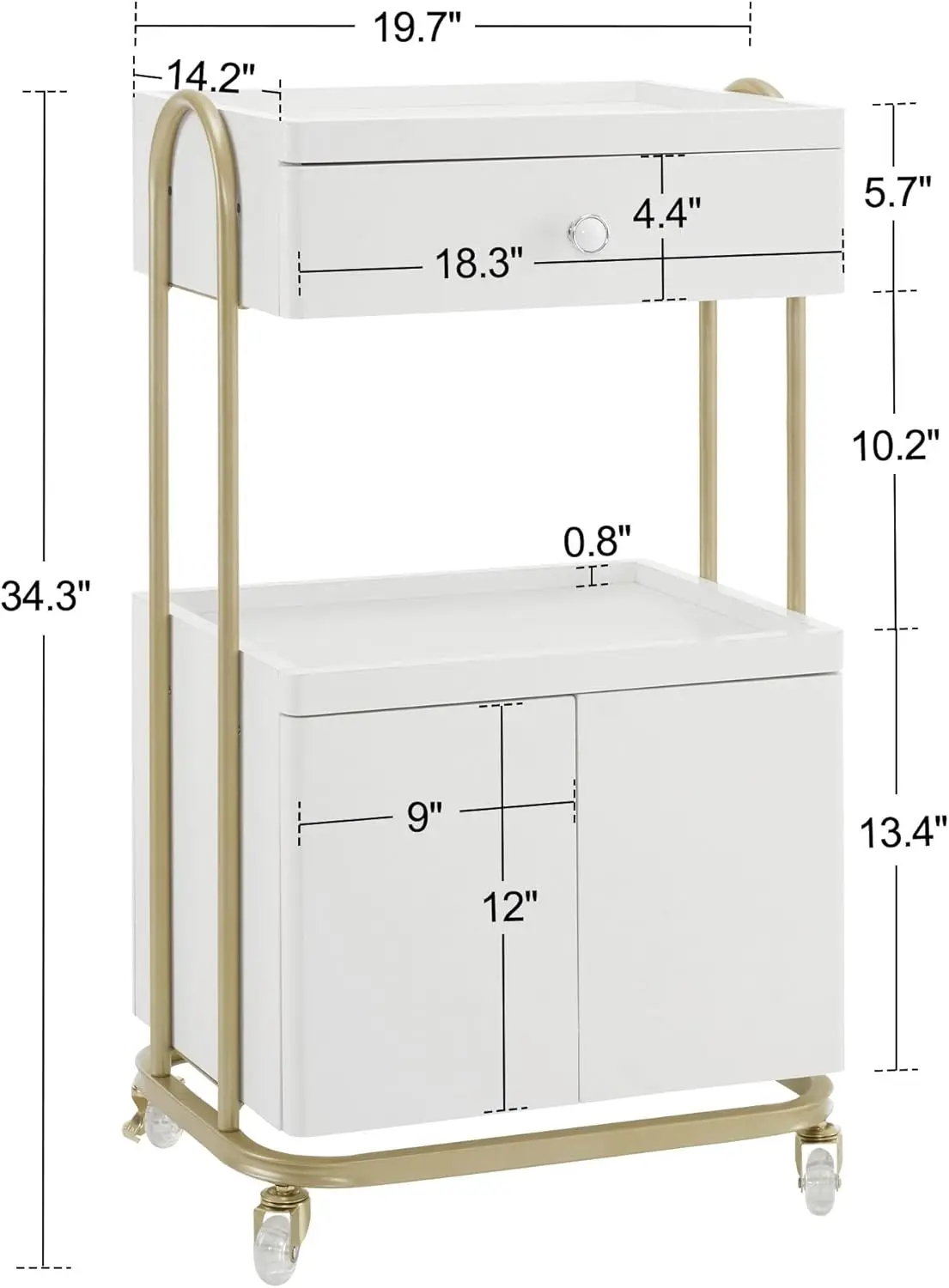 Salonwagen met universele wielen, opbergwagen met lade, kapperszaak gereedschapsorganizer voor kapper, SP