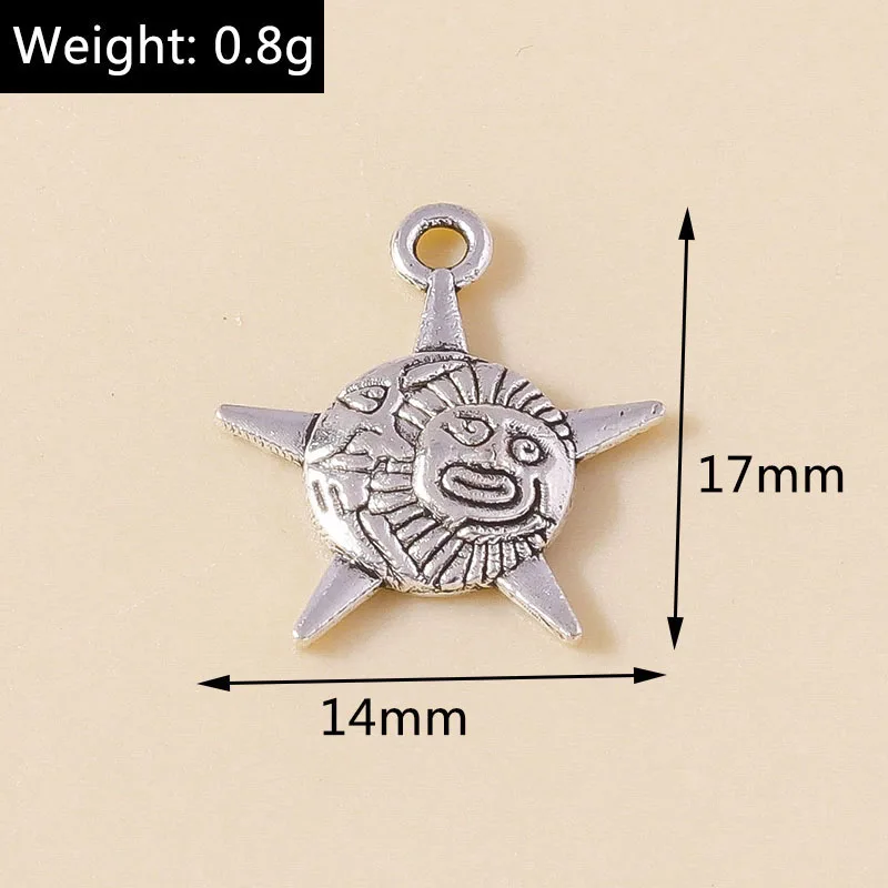 Leslie 10 Stück Gold-Silberfarbene Metall-Anhänger mit griechischen Sonnen- und Mondmotiven, Legierungs-Charms für DIY-Schmuckherstellung, Halsketten, Armbänder, handgemachtes Kunsthandwerk – Detail 10