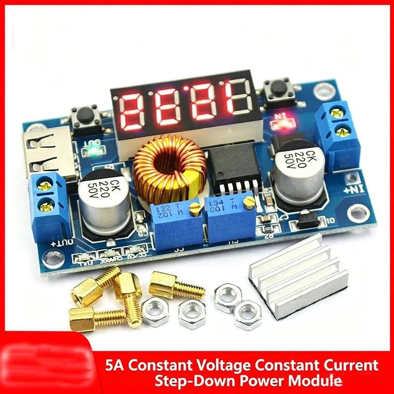 High Power XL4015 5A 75W Buck Converter Adjustable Module, with Voltmeter, Step-Down DC-DC 5-36V To 1.25-32V