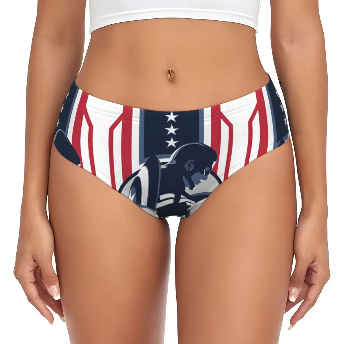 Personalizzato Capitan America Cartoon Moives Slip Intimo Donna Mutandine con scudo elasticizzato traspirante