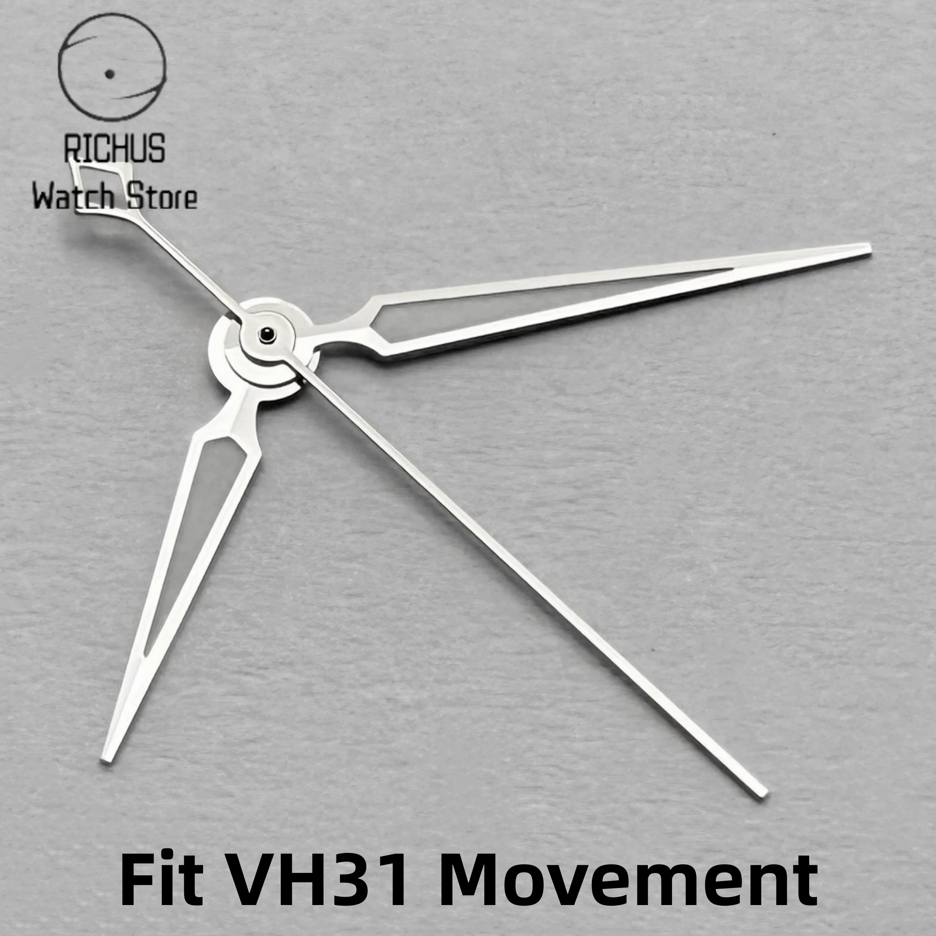 VH31 Sweeping Quartz Silver Watch Hands Green Luminous Fit VH31 Watches Movement Accessories Parts