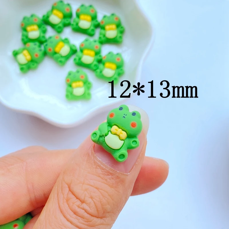 20Pcs New Cute Resin 12*13mm Mini Cartoon Frog Series Flat Back Fit Phone Deco Parts Embellishments for Hair Bows Accessories