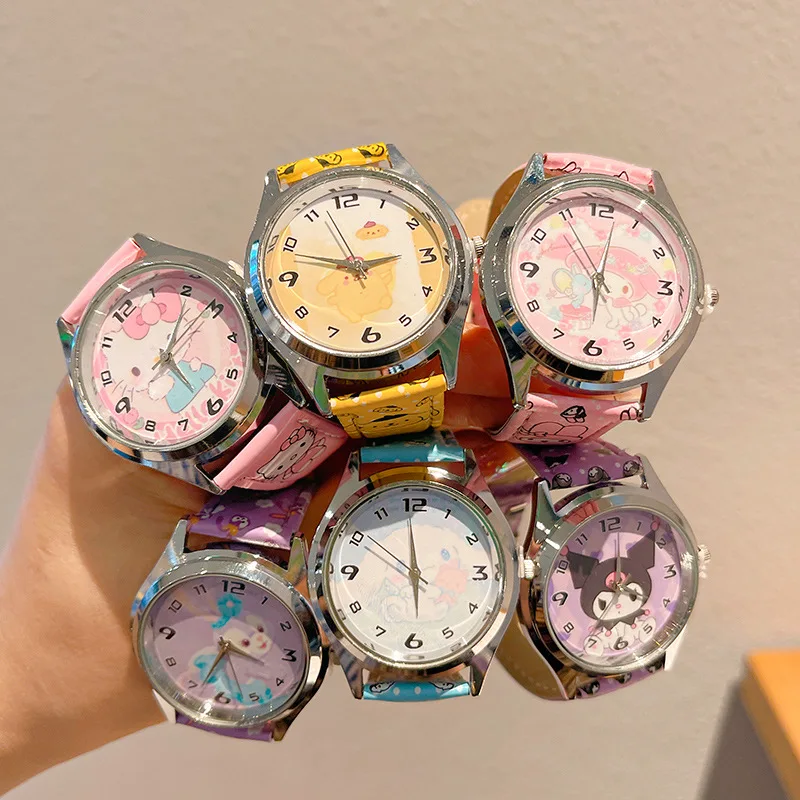 Sanrio cartoon watch Kuromi Pointer Watch Hello Kitty cute toys Watch boys and girls watch gift with gift box Christmas gifts