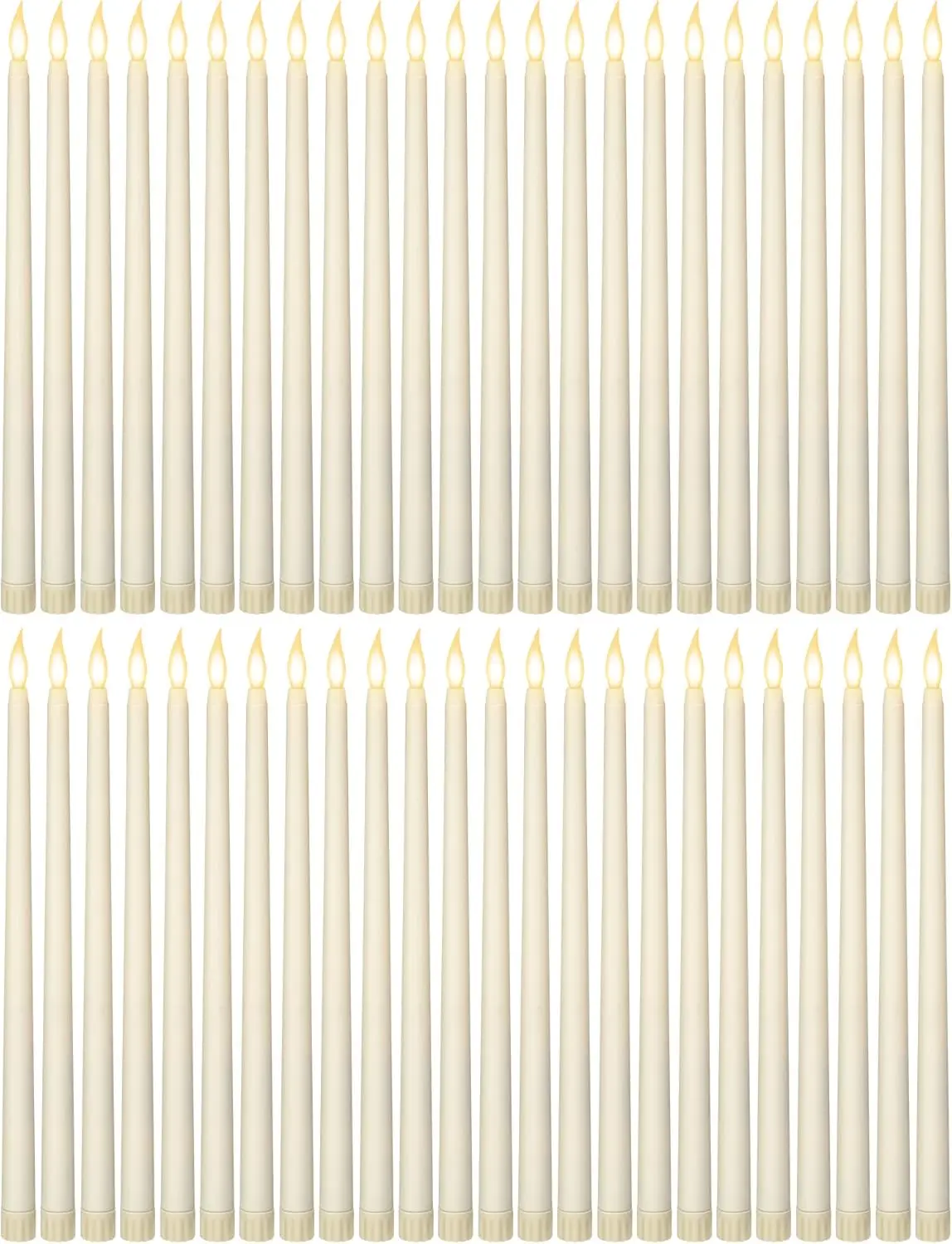 

48 шт. беспламенных светодиодных свечей-конусов на батарейках с эффектом мерцания для свадеб, Пасхи, вечеринок, декораций, классический стиль, цвет слоновой кости