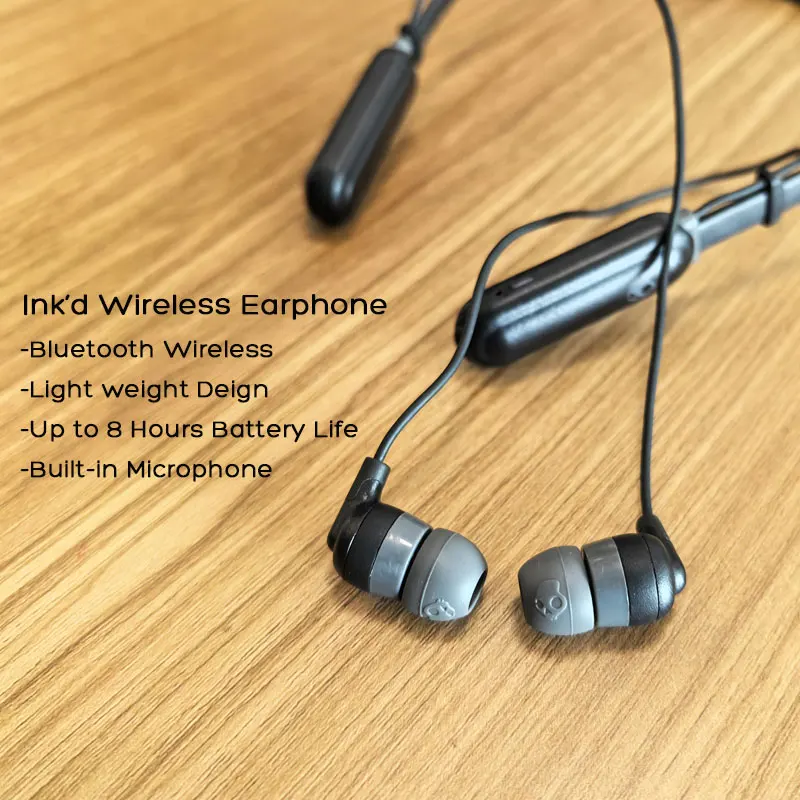 Skullcandy Ink'd Wireless Bluetooth Earphone In-ear Earbuds with Microphone, Works with iPhone Android and Bluetooth Devices