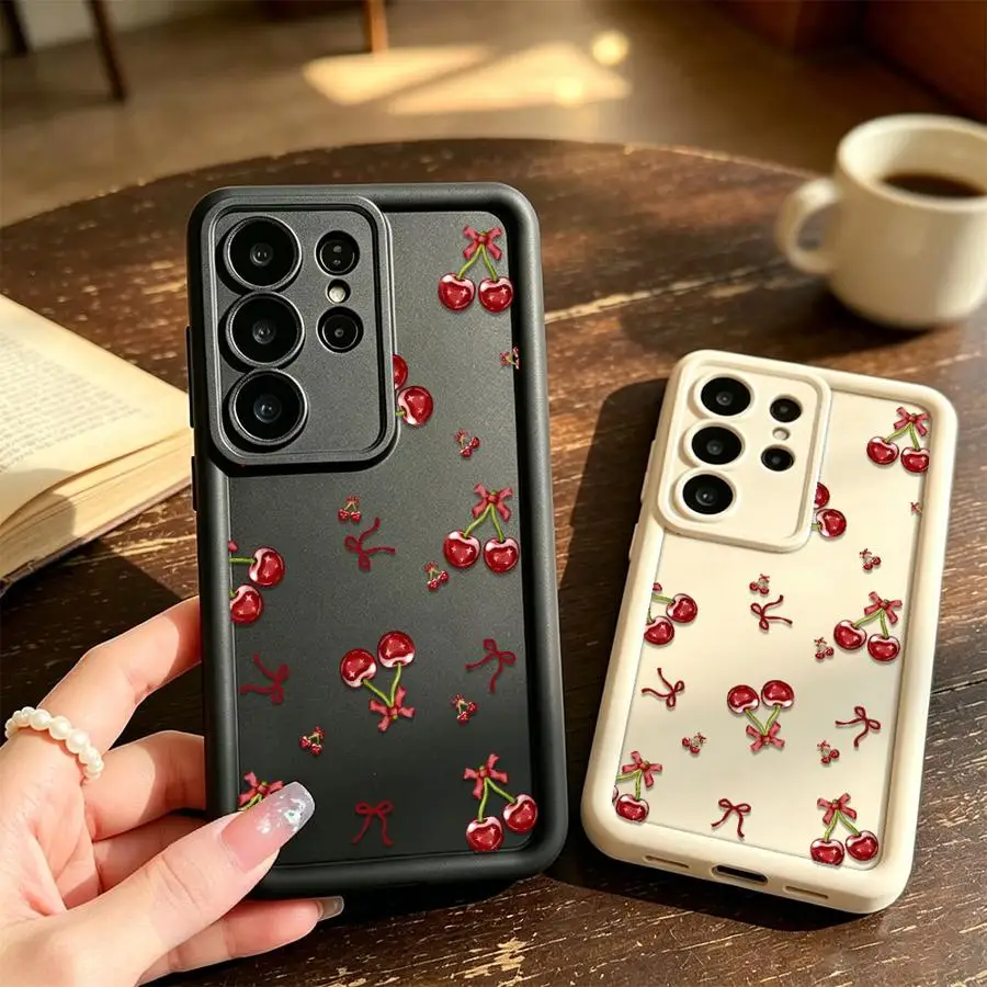 Ribbon Star Cherry Phone Cover Case for Samsung Galaxy S26 Ultra S23 FE S25 S24Ultra S25 Edge S24 Plus S22 S20FE S21