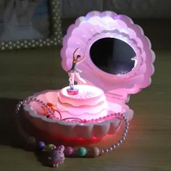 Dance Girl Shell Music Box Child's Mirror Jewelry Box Princess-Themed Toy Ideal Birthday Gift & Room Decoration Accessories