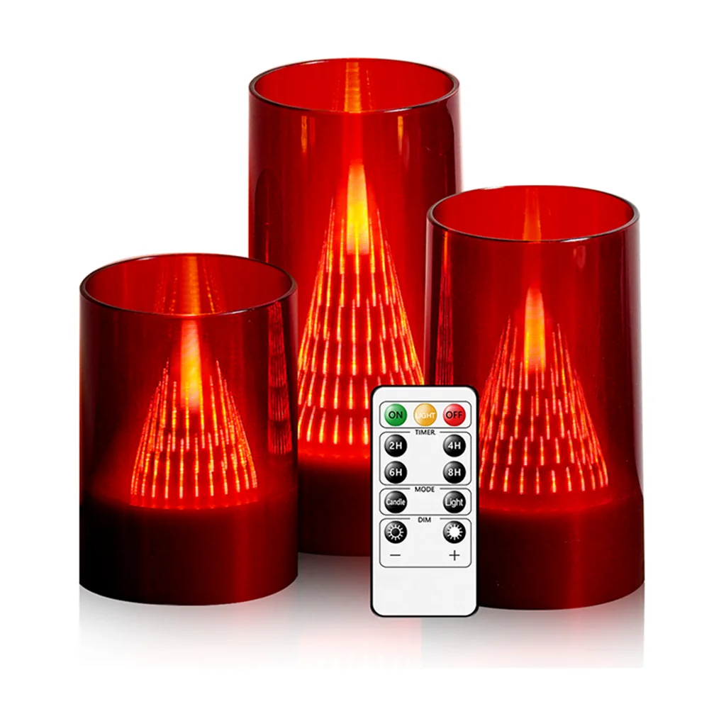 Multicolor Acrylic Flameless LED Electronic Candles Volcano Lamp Timer Dimmable Flickering for Easter Halloween Xmas New Year