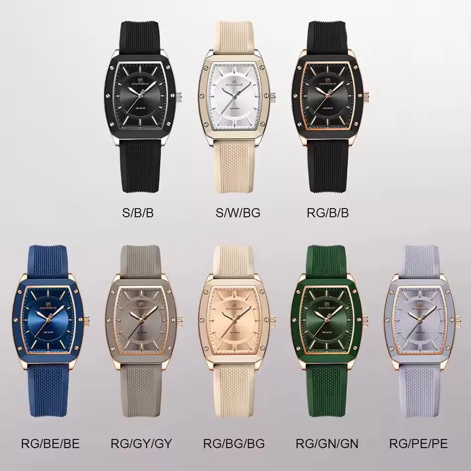 NAVIFORCE 5049 Modny damski zegarek kwarcowy na co dzień Luminous Wodoodporny silikonowy pasek Eleganckie zegarki biznesowe dla kobiet
