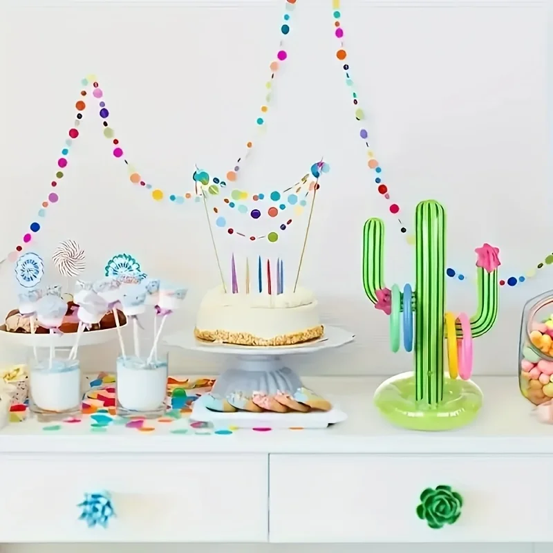 1 قطعة بولي كلوريد الفينيل نفخ الصبار الدائري إرم ، ألعاب حمام السباحة البلاستيكية الملونة لحفلات الصيف ، متعة في الهواء الطلق والألعاب المائية ، ألعاب الحفلات والعمل