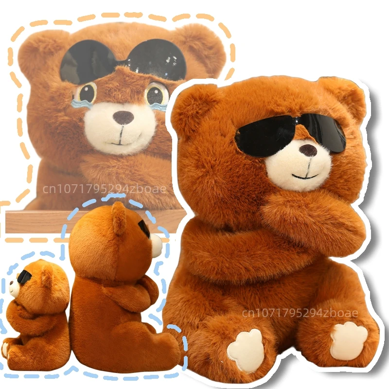 

Creative Glasses Bear Plush Doll Hide Sad Tears With Sunglasses Plush Toy Pillow Super Soft Home Decor Gift For Boys And Girls