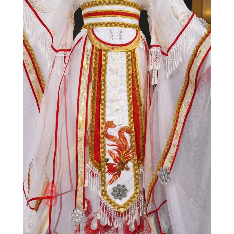

DY20Ancient Costume Cosplay Phoenix White Red Gold Crown Prince Yue Shen Hua Guan Wu Shen Tian Guan Cos Xie Lian Han Fu Hallowee