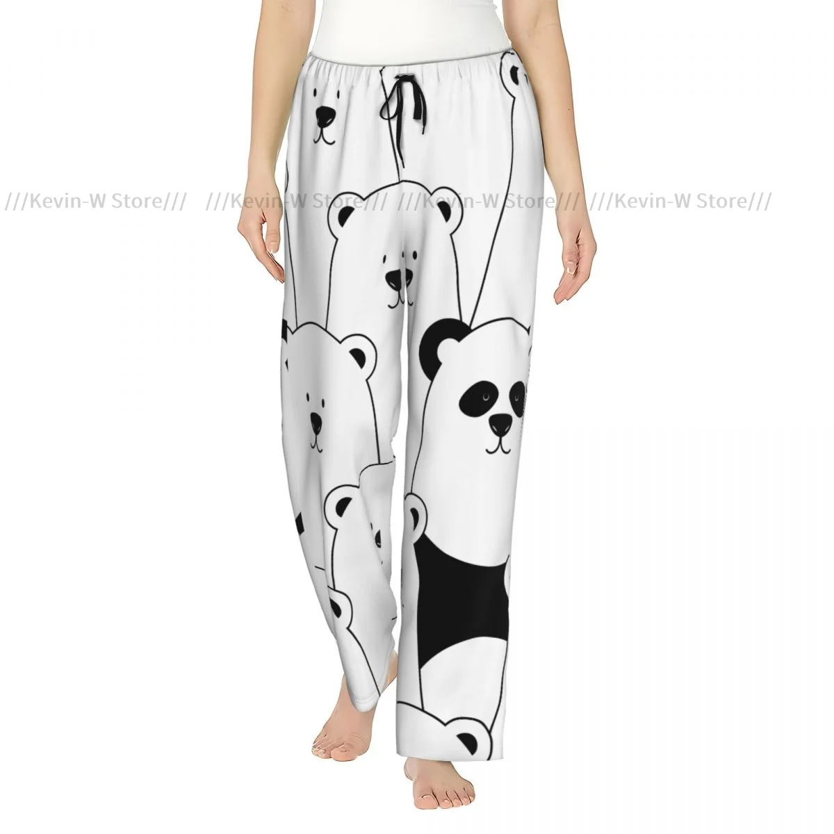 

Women Funny White Polar Bears And Panda Flannel Pajama Pants Soft Warm Sleep Pants Cozy Winter Loungewear