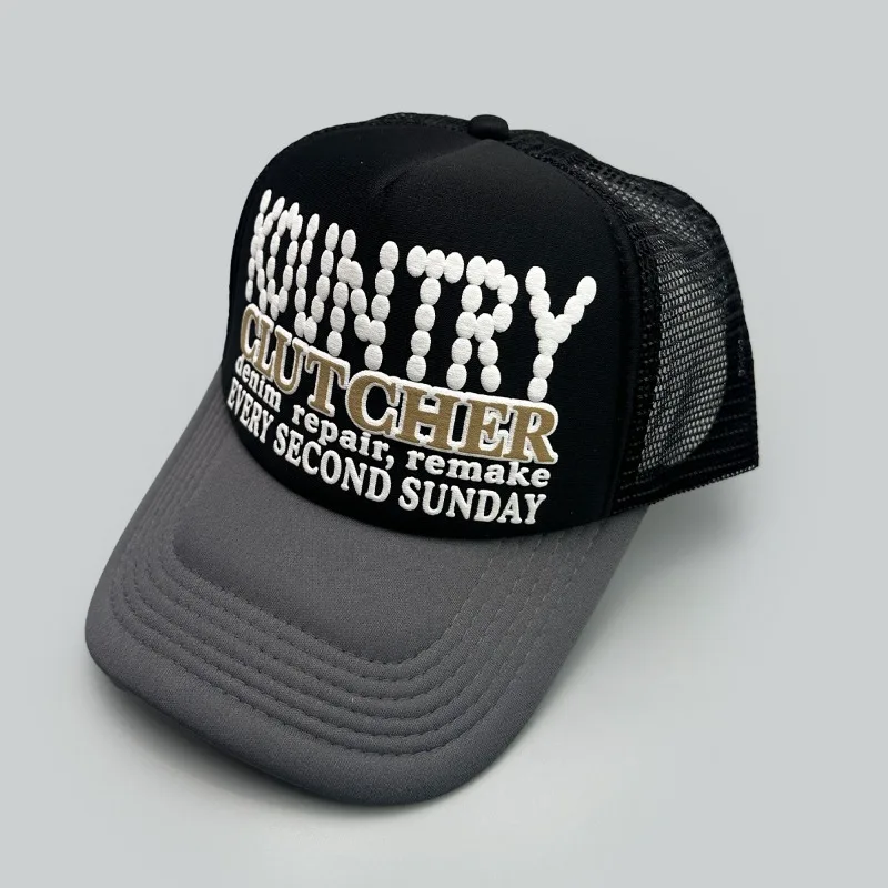 25AW High Street KAPITAL Camouflage Letter Print Hat Men Women Breathable Patchwork Baseball Caps