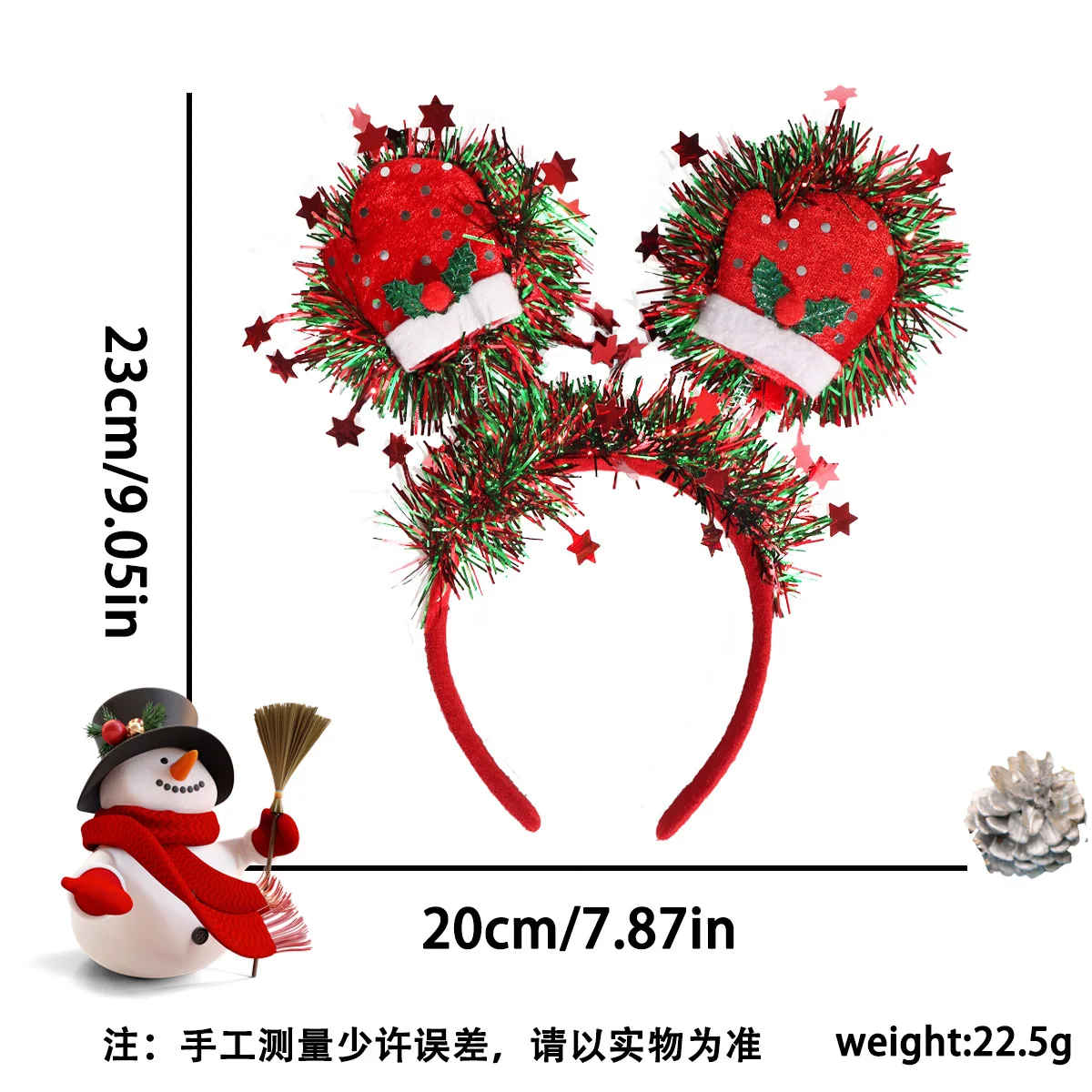 Cartoon Hairbands Bright Party Headbands Christmas Tree Headbands Cartoon Holiday Hairbands For Festival Gift Christmas Party - Image 3