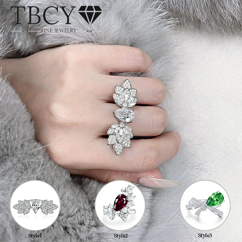 

TBCYD Роскошные 2/3CT кольца с муассанитом в форме капли воды для женщин, настоящее серебро S925, грушевидная огранка, бант в форме крыла, винтажные свадебные украшения