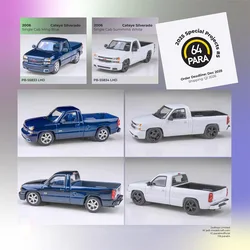PARA64 1:64 2006 Silverado Pickup Truck SS Clone Cateye Single Cab Blue / White Diecast Model Car