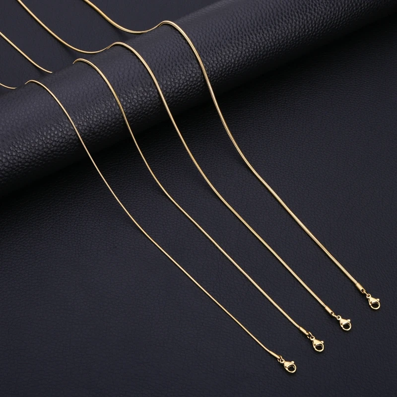 Inoxidable Gold Color Chains 0.9mm-2mm Stainless Steel Snake Chains Necklace Twist Rope Jewelry Women Long Chains Accessories