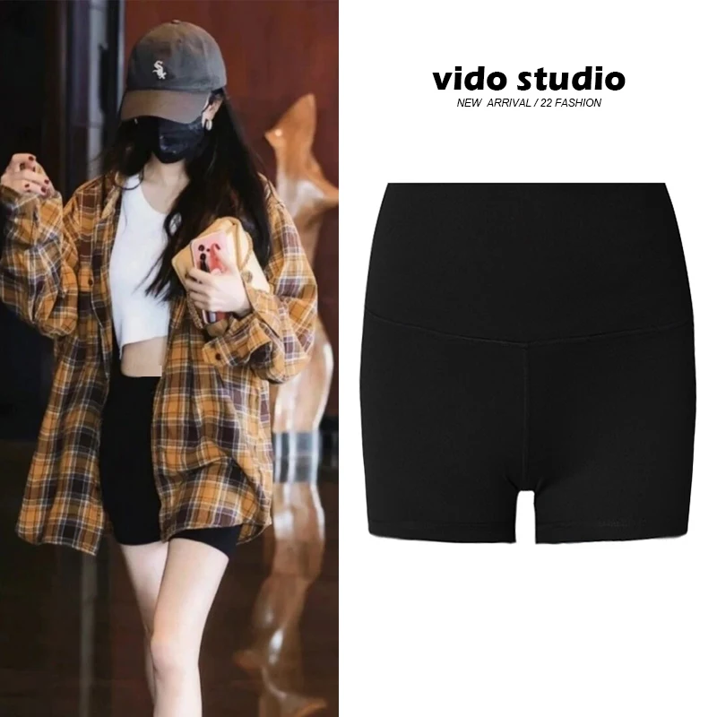 กางเกงโยคะเอวสูงสำหรับผู้หญิง ทรงสลิมฟิต สำหรับปั่นจักรยาน ผ้าบางเบา ความยาวห้าส่วน