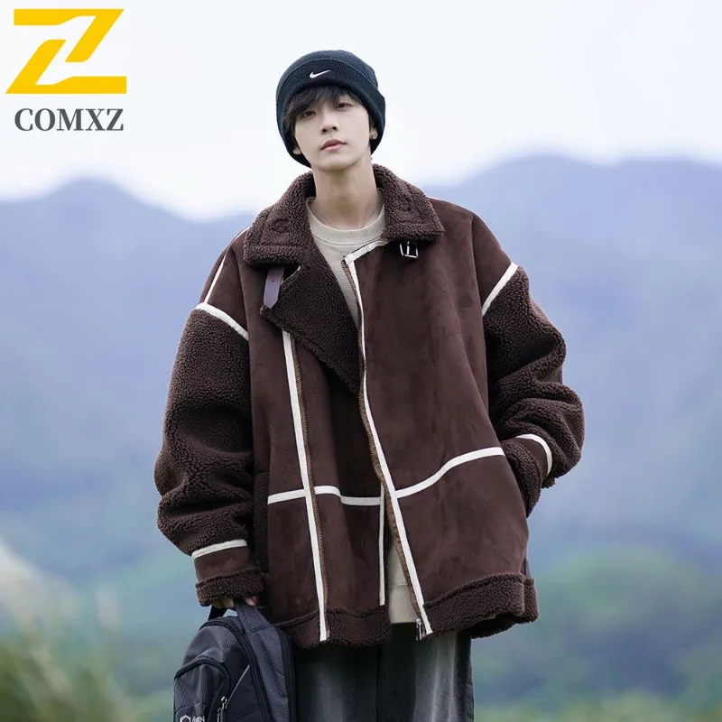 سترة COMXZ الرجالية من الصوف Preppy Premium للسفر مريحة تناسب الشتاء نزهة باركر معطف الترفيه اليومي جودة عالية الشتاء الحشو