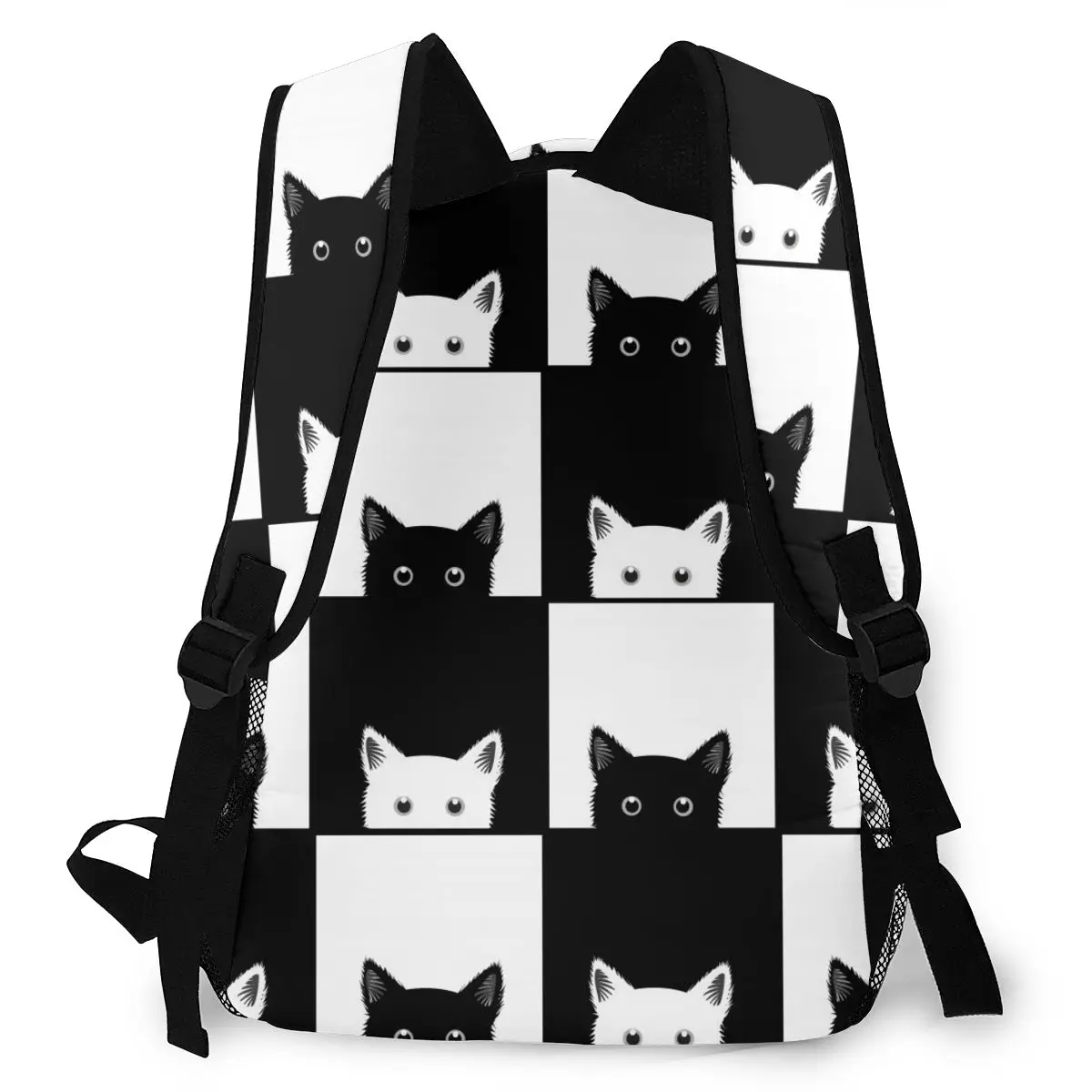 Women Backpack Kids School Bag for Teenage Girls Black White Cat Chess Board Female Laptop Notebook Bagpack Travel BackPack 2023