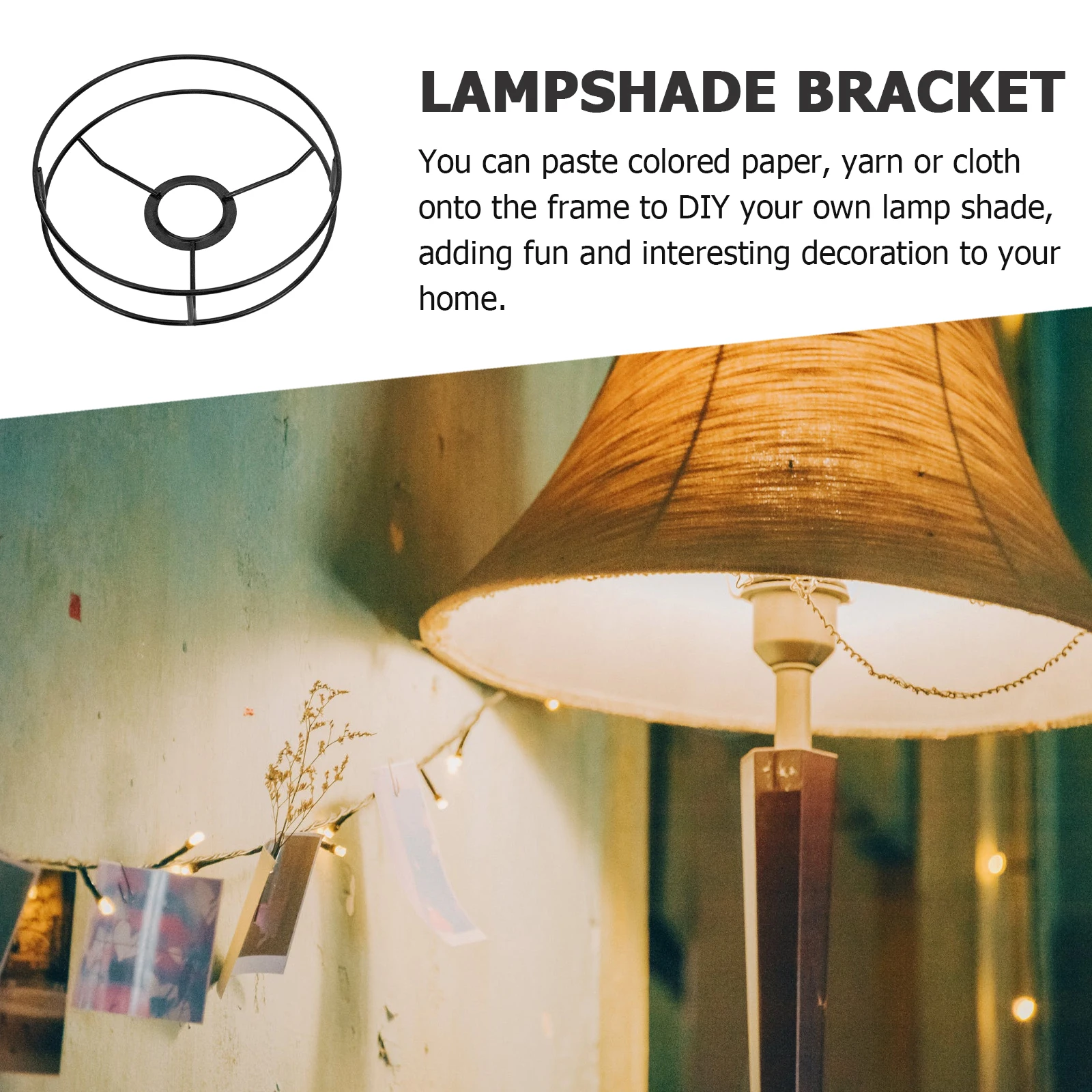 Premium Round Lampshade Iron Diy Lamp Bracket Sturdy Chandelier Rack Home Decoration Ceiling Light Accessories Pendant Frame