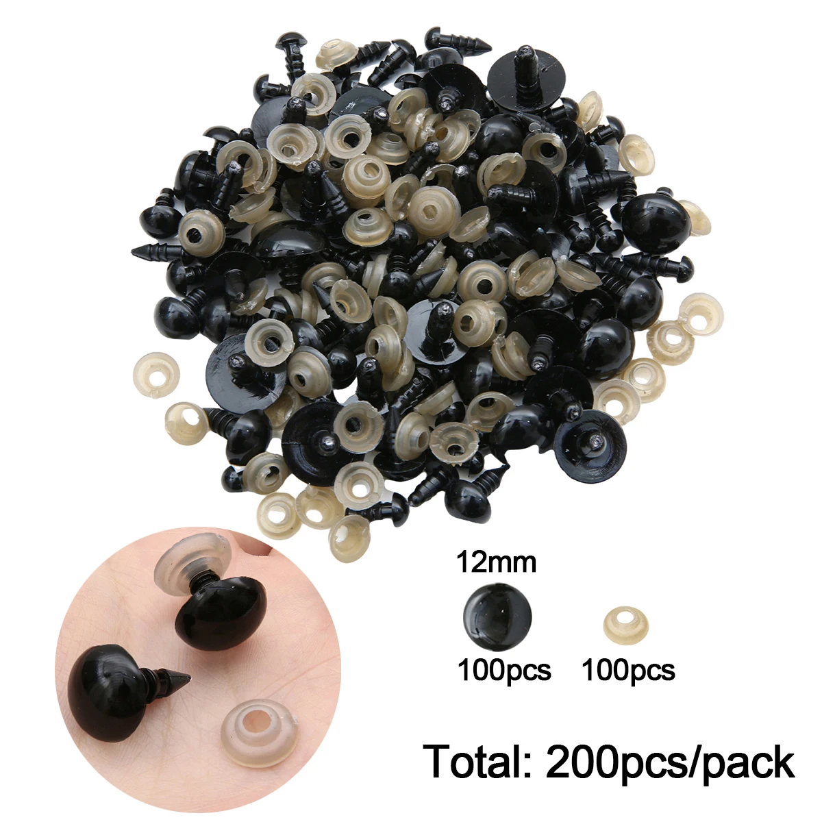 12-460 stuks 5-30mm Zwarte Plastic Veiligheidsogen Multi-Size Geschikt voor DIY Haakwerk Dierenogen Ambachtelijke Decoratie Accessoires