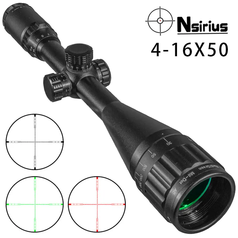 

NSIRIUS 4-16X50 AOE Red & Green Lighting Mil Dot Rifle Scope Hunting Scope Air Rifle Scope Outdoor