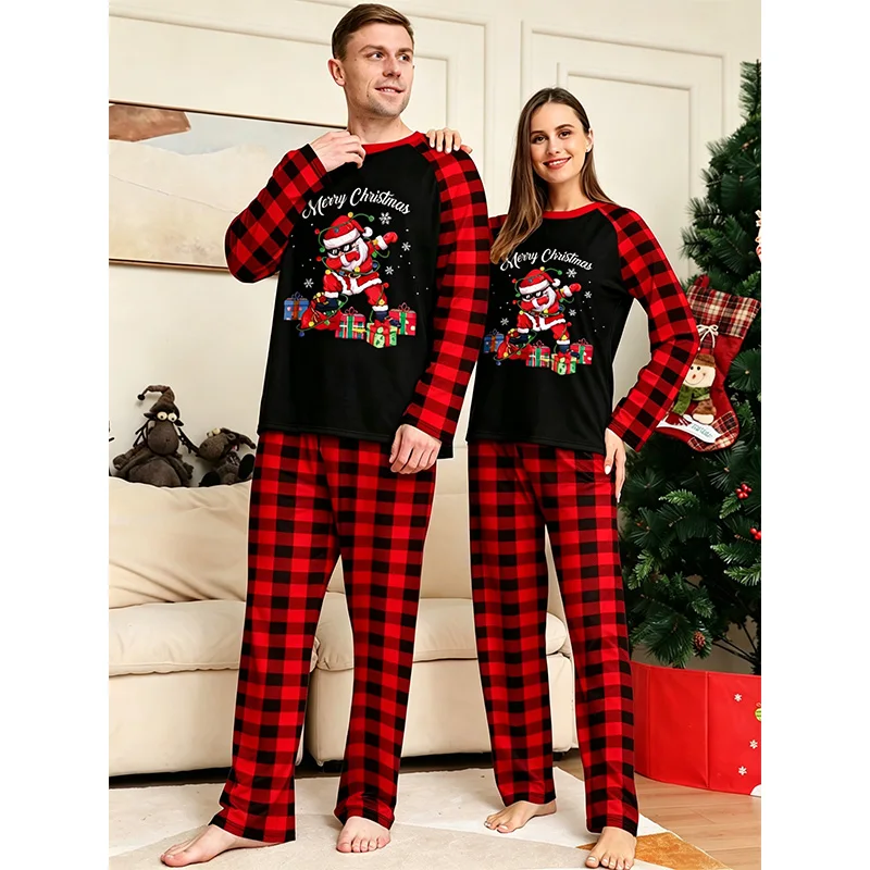 2027 Christmas Pajamas Family Matching Outfits Patchwork Set Adult Father Mother Kids Baby Sleepwear Look Pyjamas Clothes
