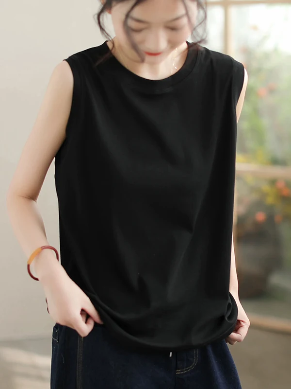 

Loose Fit Pure Cotton round Ne Svel Printed Top for Women Summer New Sle Artistic Flattering T-irt Casual Wear