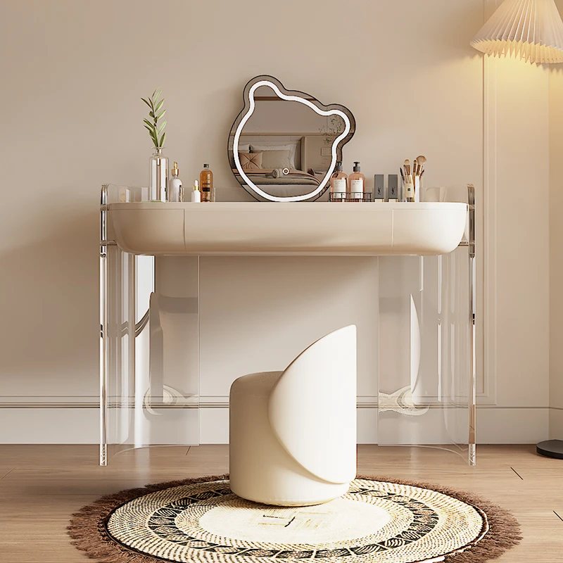 

Luxury Modern Vanity Table Makeup Mirror Cosmetics Large Dressing Table Chair Service Bedside Penteadeira Postmodern Furniture
