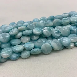 10mm 12mm Natural Larimar Beads 15'' Blue Coin DIY Loose Stone Beads For Jewelry Making Beads Women Men Bracelet Necklace Gift