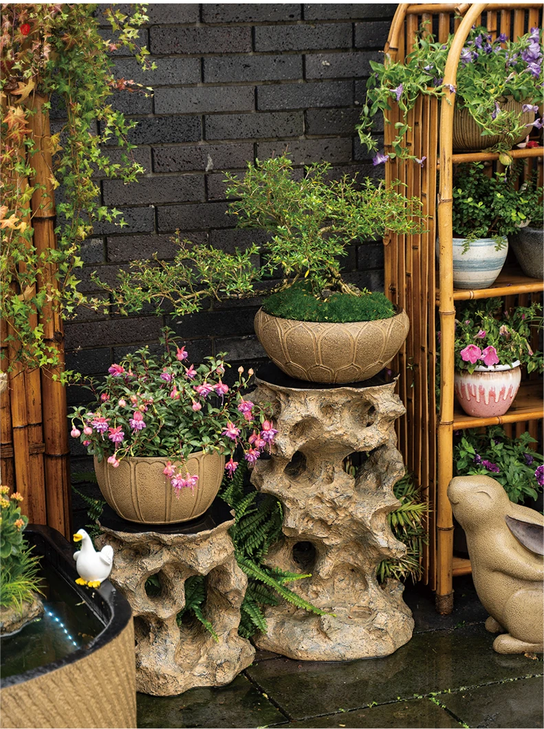 

Chinese garden decoration Taihu stone base stone pier outdoor courtyard bonsai villa terrace flower pot ornament