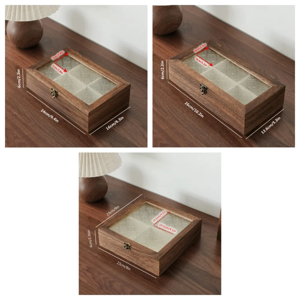 خمر صندوق تخزين المجوهرات الخشبية الزخرفية Crabapple زهرة غطاء زجاجي صندوق مجوهرات غطاء الوجه فرز سطح المكتب