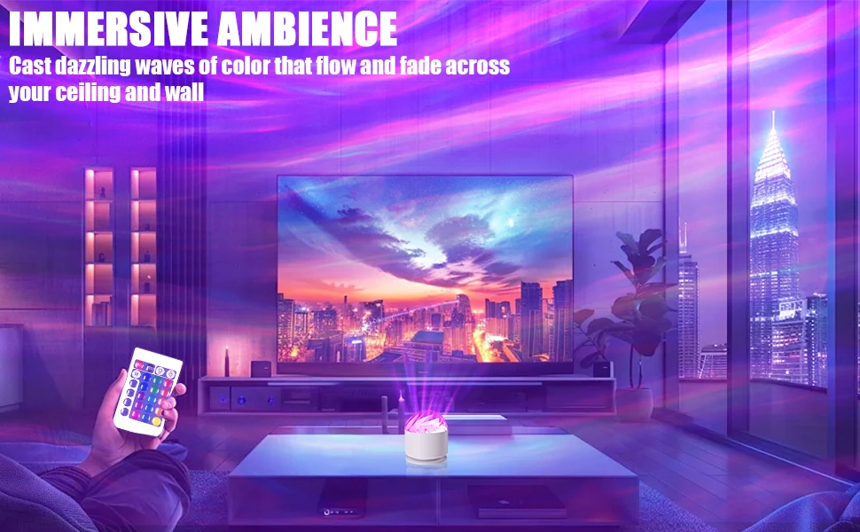 LED Starry Sky Aurora Projector Light 16 Colors Night Light with Remote USB Powered Auto Rotate RGB Ambient Light Birthday Gift
