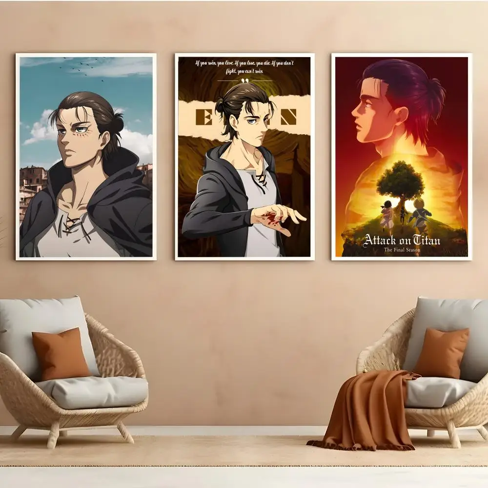 Eren Jaeger Lightweight Wall Decor Poster Sharp Image Rich Tones Fade Resistant Library Printing