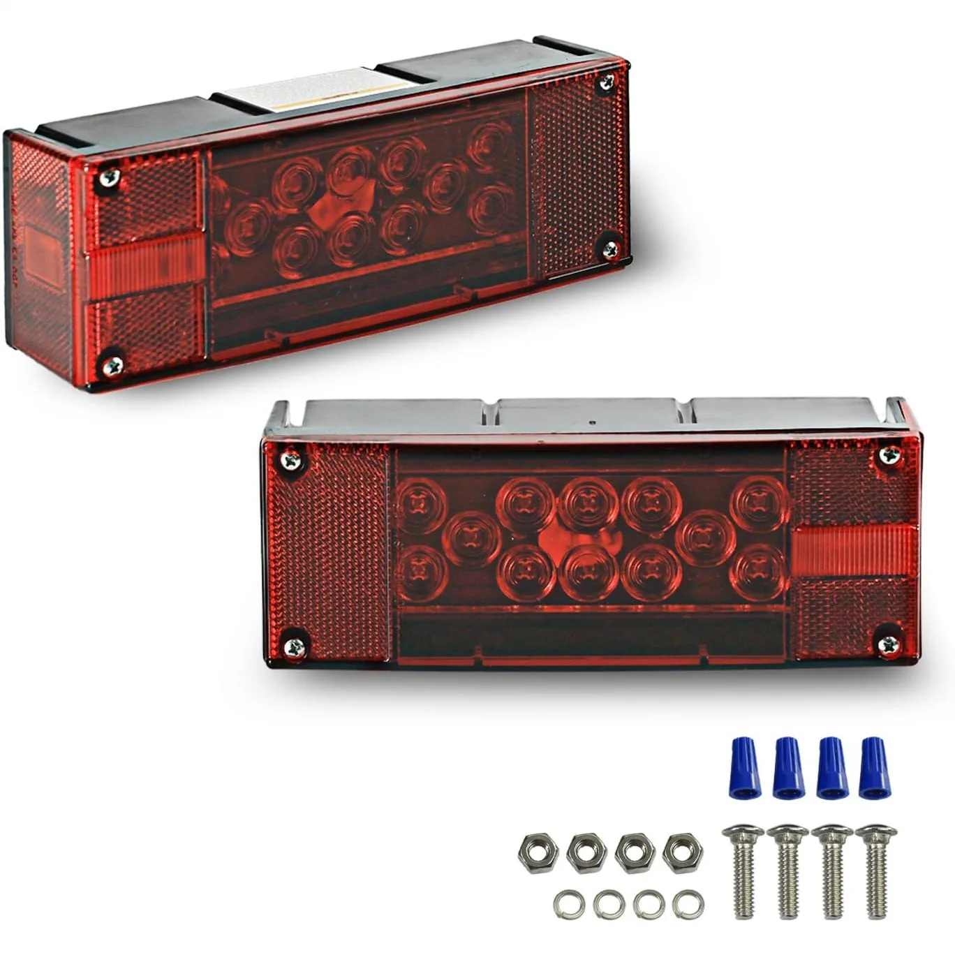 

12V LED Trailer Lights, Submersible Low Profile Rectangular Tail Lights for RV Marine Boat Trailer with Stainless Steel Hardware