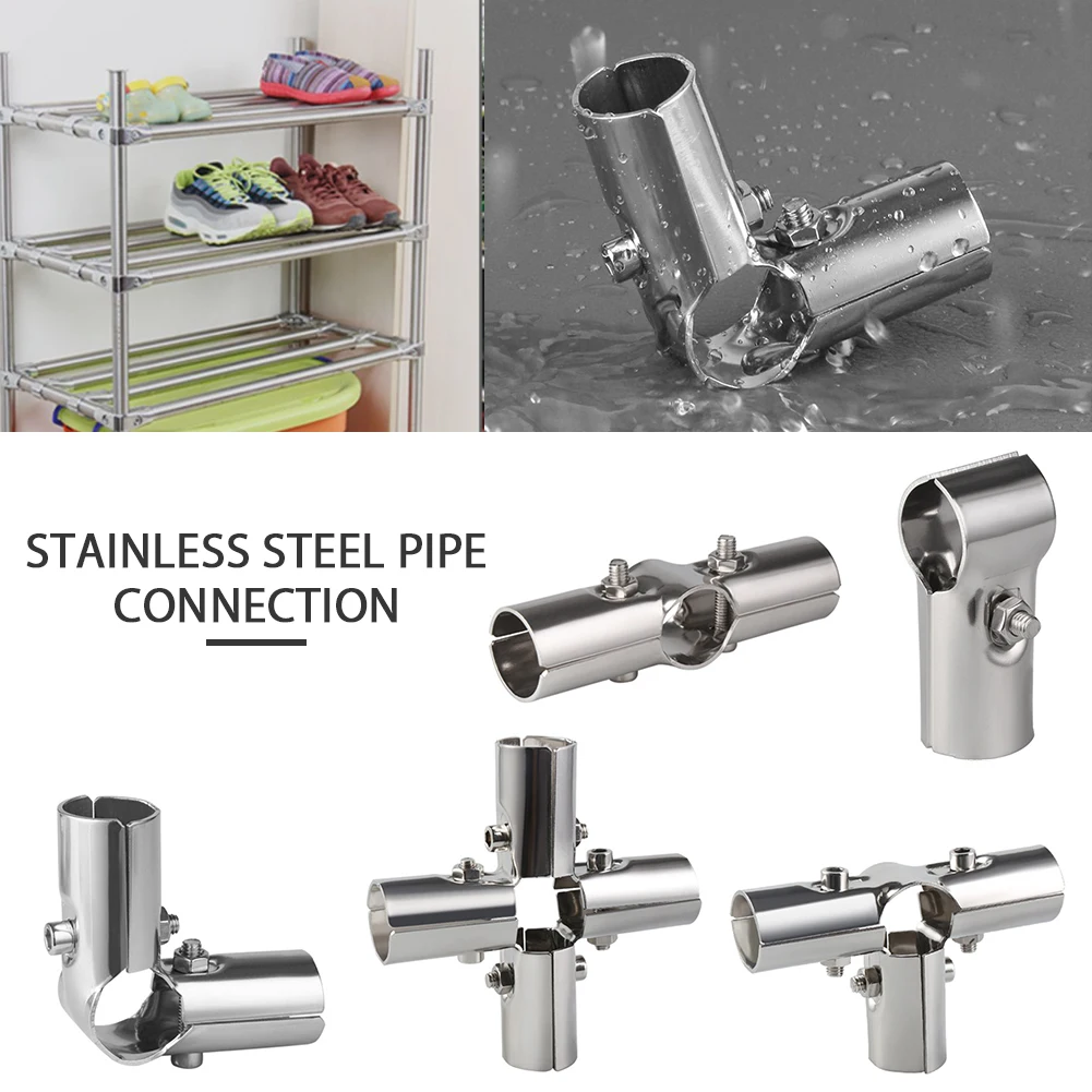 Stainless Steel Pipe Fasteners Pipe Connector For Outdoor Awning Tube Fastener Clothes Shelves Display Rack Connector Fittings