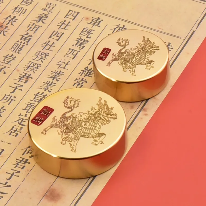 Brass Paperweight for Calligraphy - Round Solid Brass Sheet Holder
