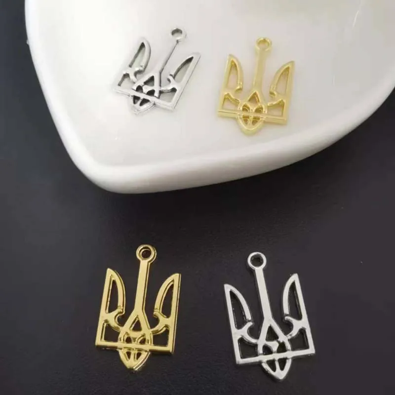 10pcs 25x15mm Alloy National Emblem Of Ukraine Shape Charm Necklace Pendant Jewelry Making Findings