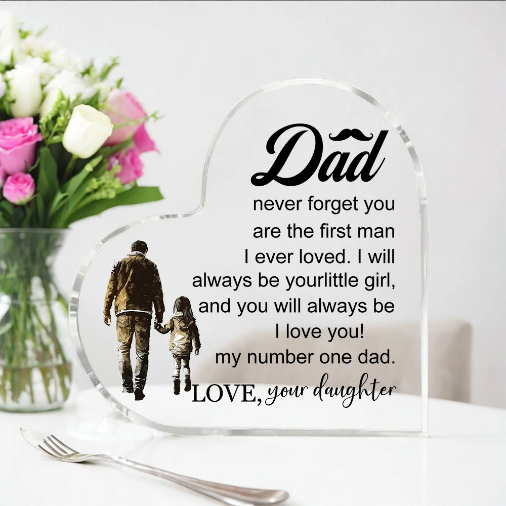 1 Pcs Dad transparent Presents From Daughter son for my best Dad heart-shaped Gift For my father home Ornaments Birthday gift