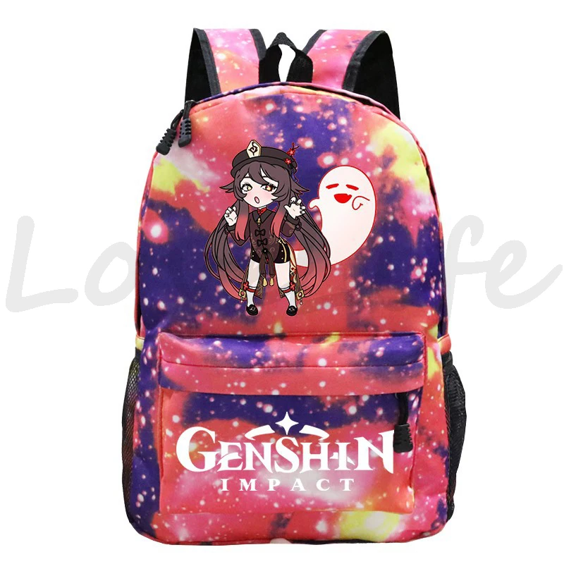 Genshin-mochilas escolares de impacto para niños y niñas, morral escolar diario de Anime para estudiantes, morral de lona para adolescentes, bolsa de viaje