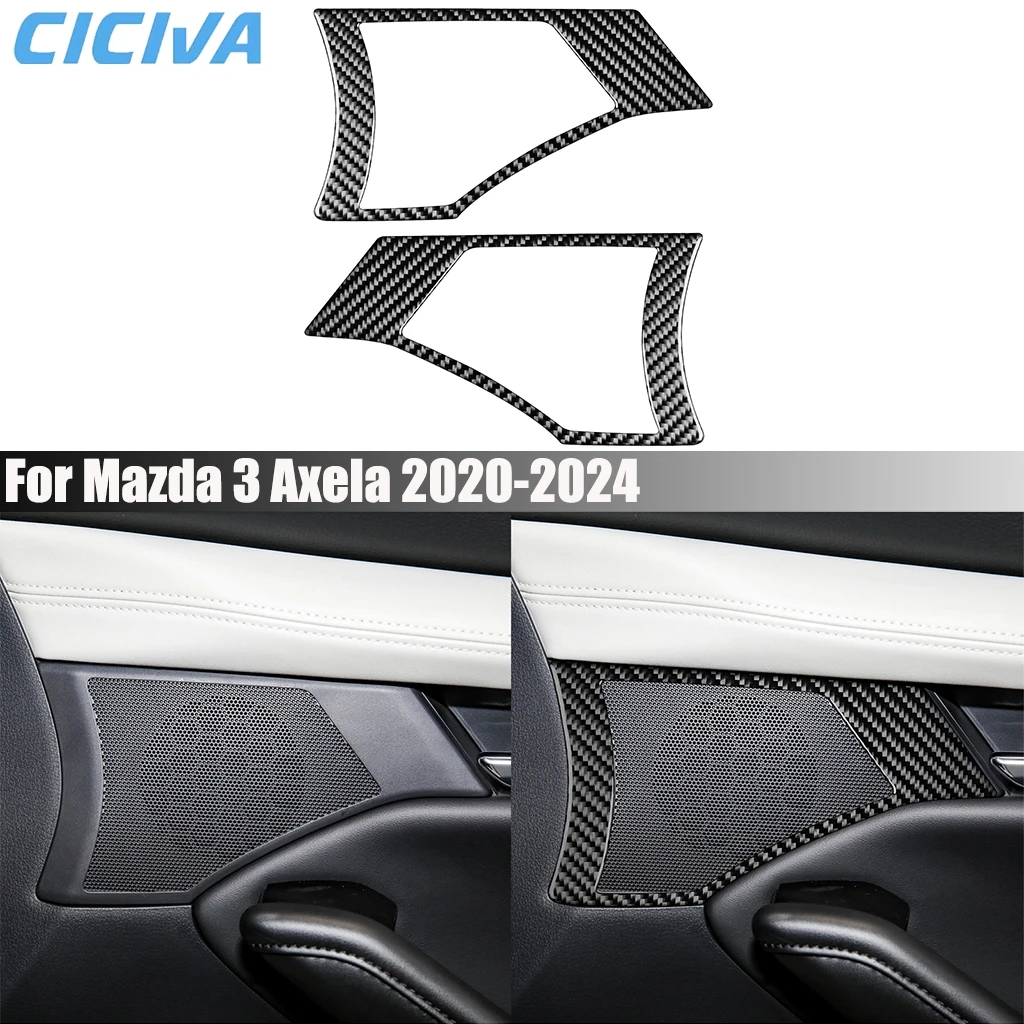 

Carbon Fiber Car Accessories Front Door Speaker Decorative Interior Cover Modified Trim Sticker For Mazda 3 Axela 2020-2024