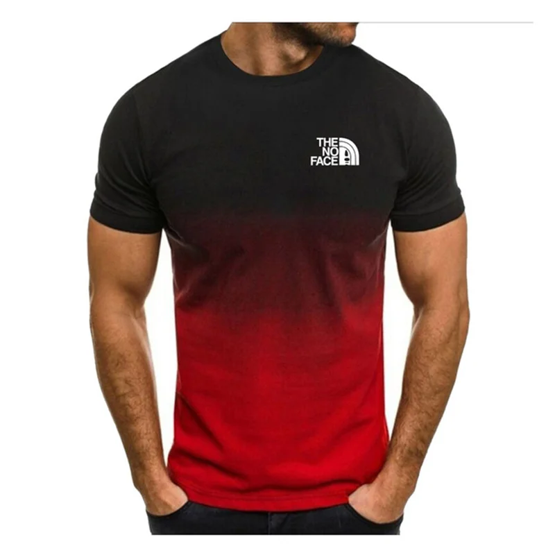 Sommerliches Farbverlauf-T-Shirt für Herren, O-Ausschnitt, Kurzarm, 3D-Mode, Kurzarm-Oberteil, Standard-Print, Oversize-Shirt, T-Shirt