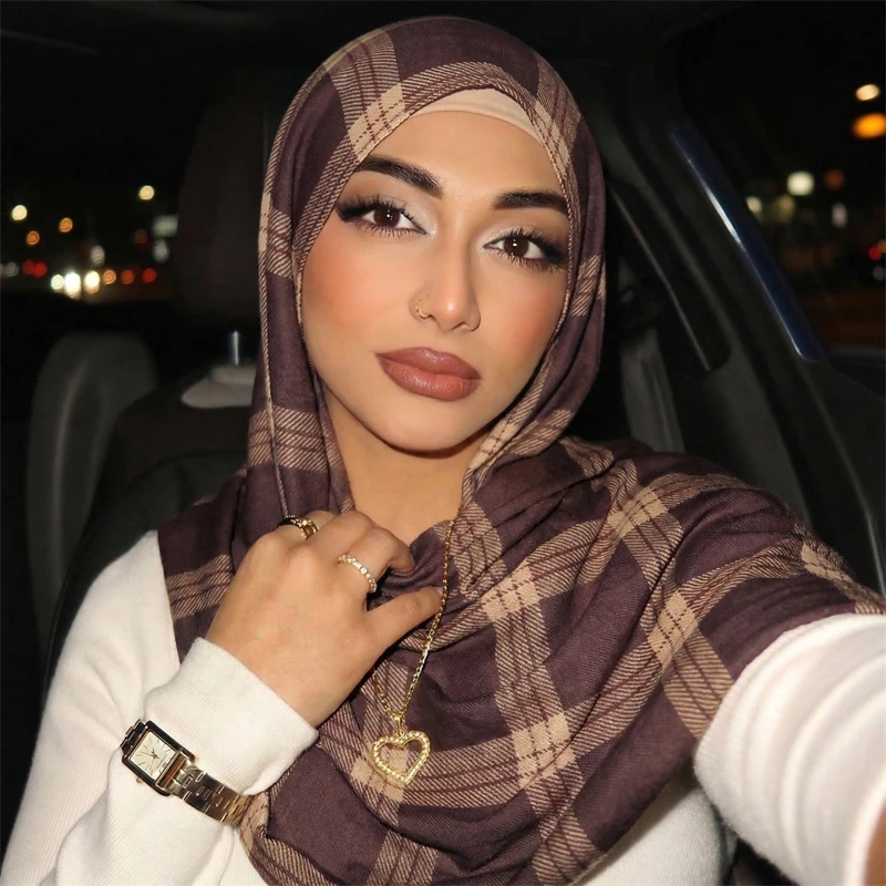 Damen Aquarell Hijab Schal Bandana Stirnband Vintage Luxus Strand 180cm Langes Taschentuch Bohème Muslimische Accessoires 2026 – Detail 5