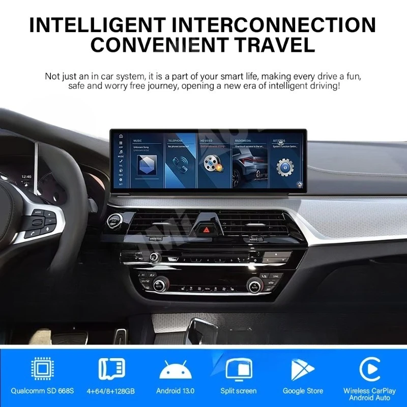 

Автомобильный экран AUTOMMI EVO 5 серии Android, 14,9 дюйма, беспроводной Carplay Anddriod, автомобильный DVD-плеер для BMW 2018-2019, автомобильный экран